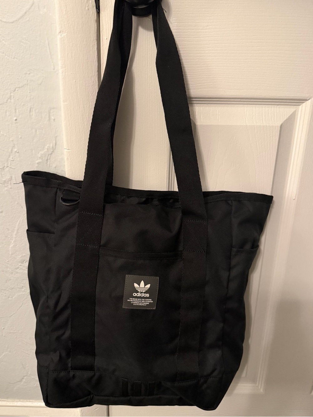 adidas Black Duffel Tote with Logo Patch